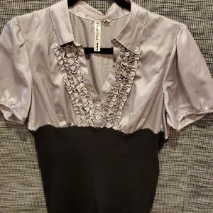 Heart Soul Stripped Top with jeweled buttons XL. C